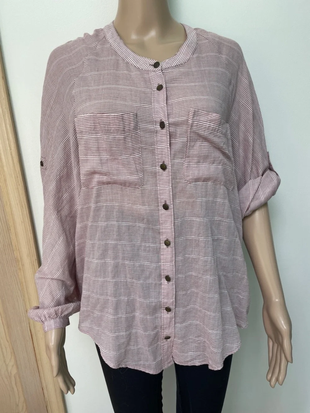 Free People Blush Pink Lace-Back Peasant Tunic